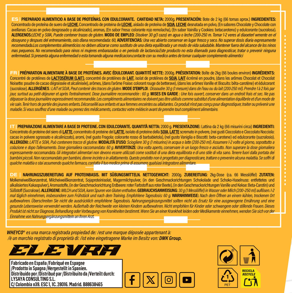 Elevra - 100% pro whey protein 2kg / this superior wheyco concentrated whey protein formula ®   It is made through optimized manufacturing processes, direct to the end customer. This is obtained the highest quality at the mo