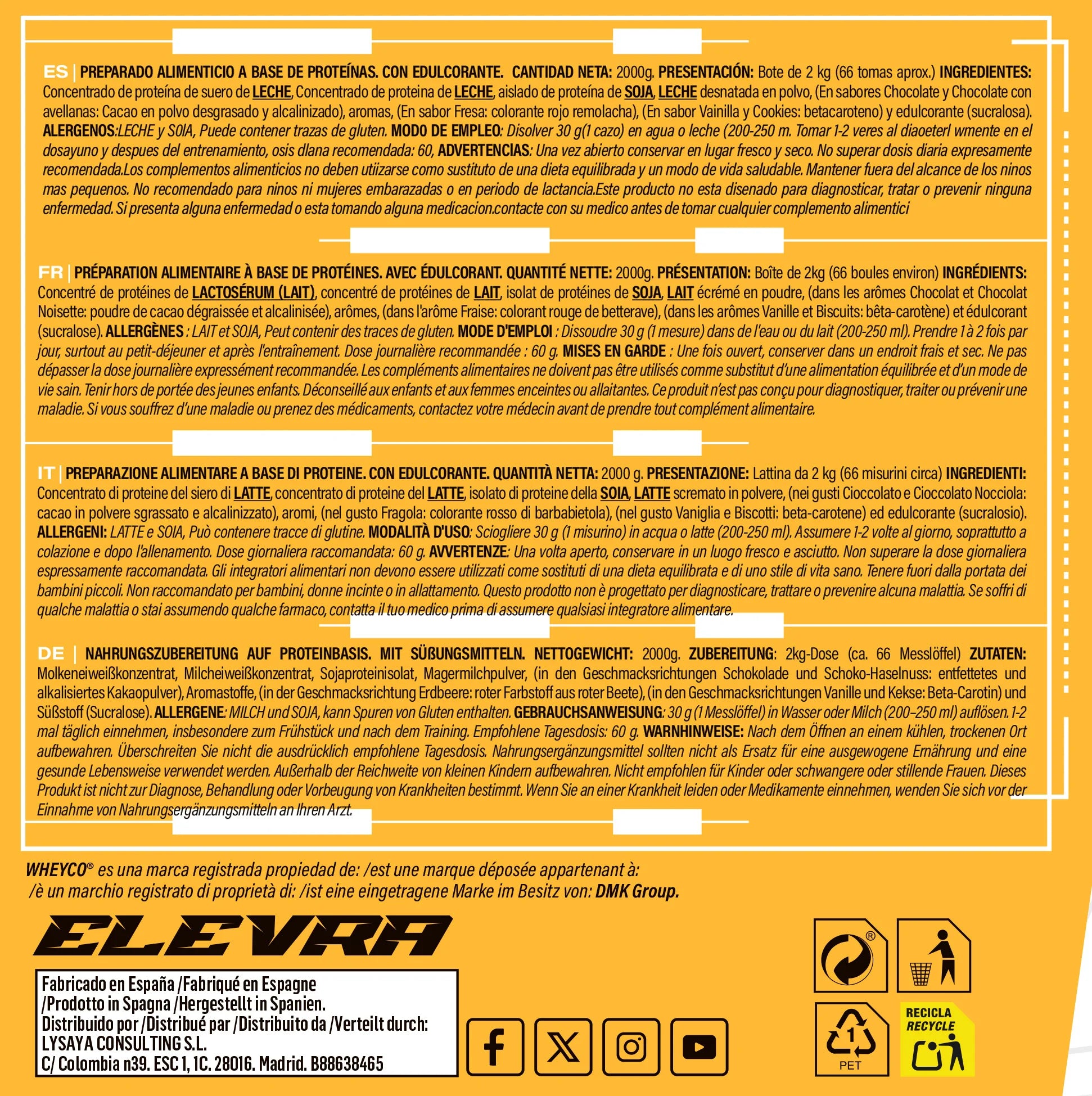 Elevra - 100% pro whey protein 2kg / this superior wheyco concentrated whey protein formula ®   It is made through optimized manufacturing processes, direct to the end customer. This is obtained the highest quality at the mo