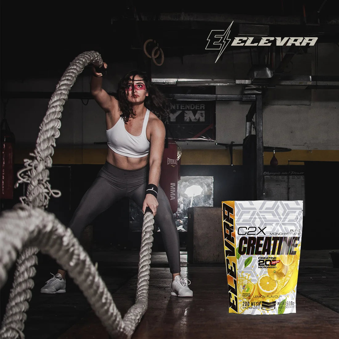 ELEVRA | Creatina en Polvo 500g Sabor LIMON/NEUTRO/PIRULETA  | 100% Monohidrato de Creatina Micronizada | No Incluye Dosificador | Sin Añadidos y Libre de Contaminantes | No-GMO, Vegano, Sin Gluten
