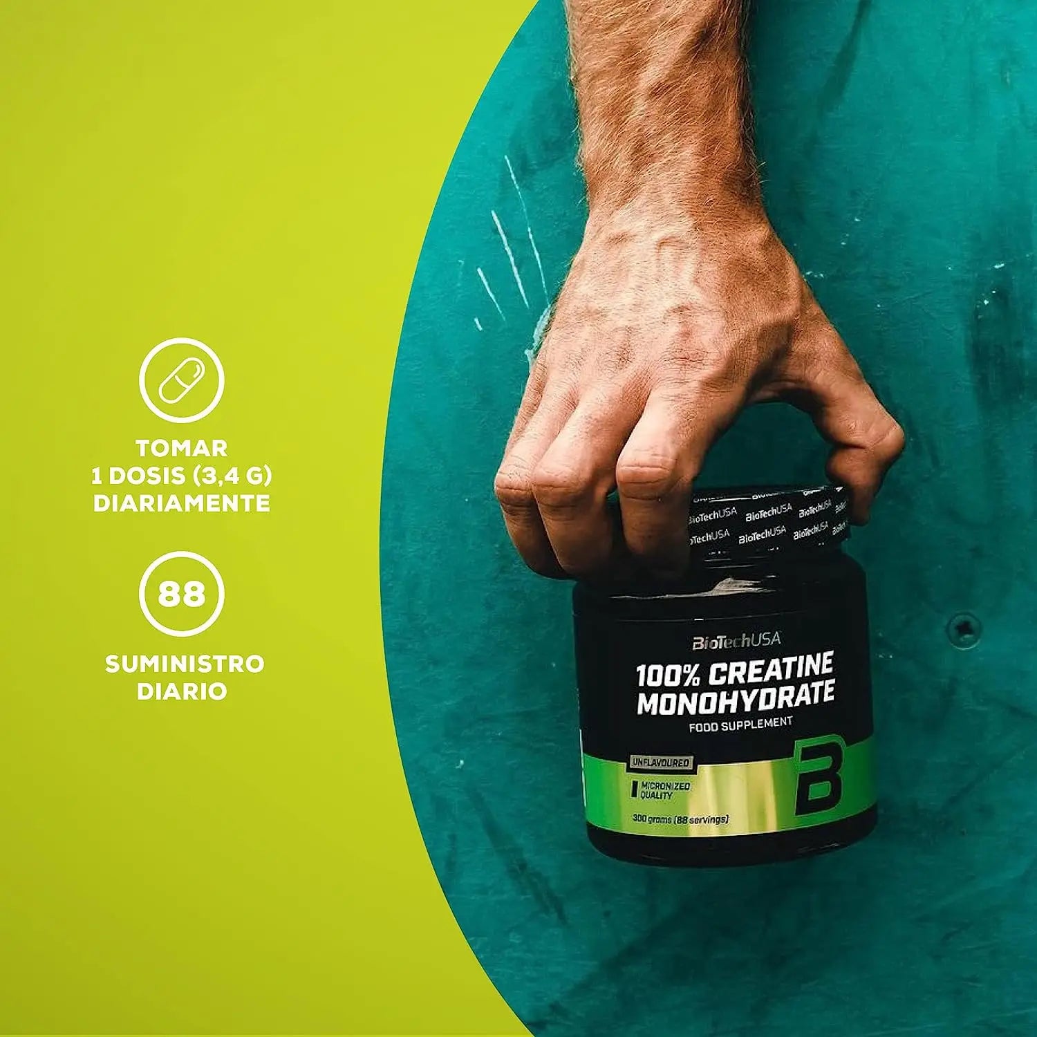 100% creatine monohydrate biotechusa flavorless 300g increases the creatine muscle increases strength and performance