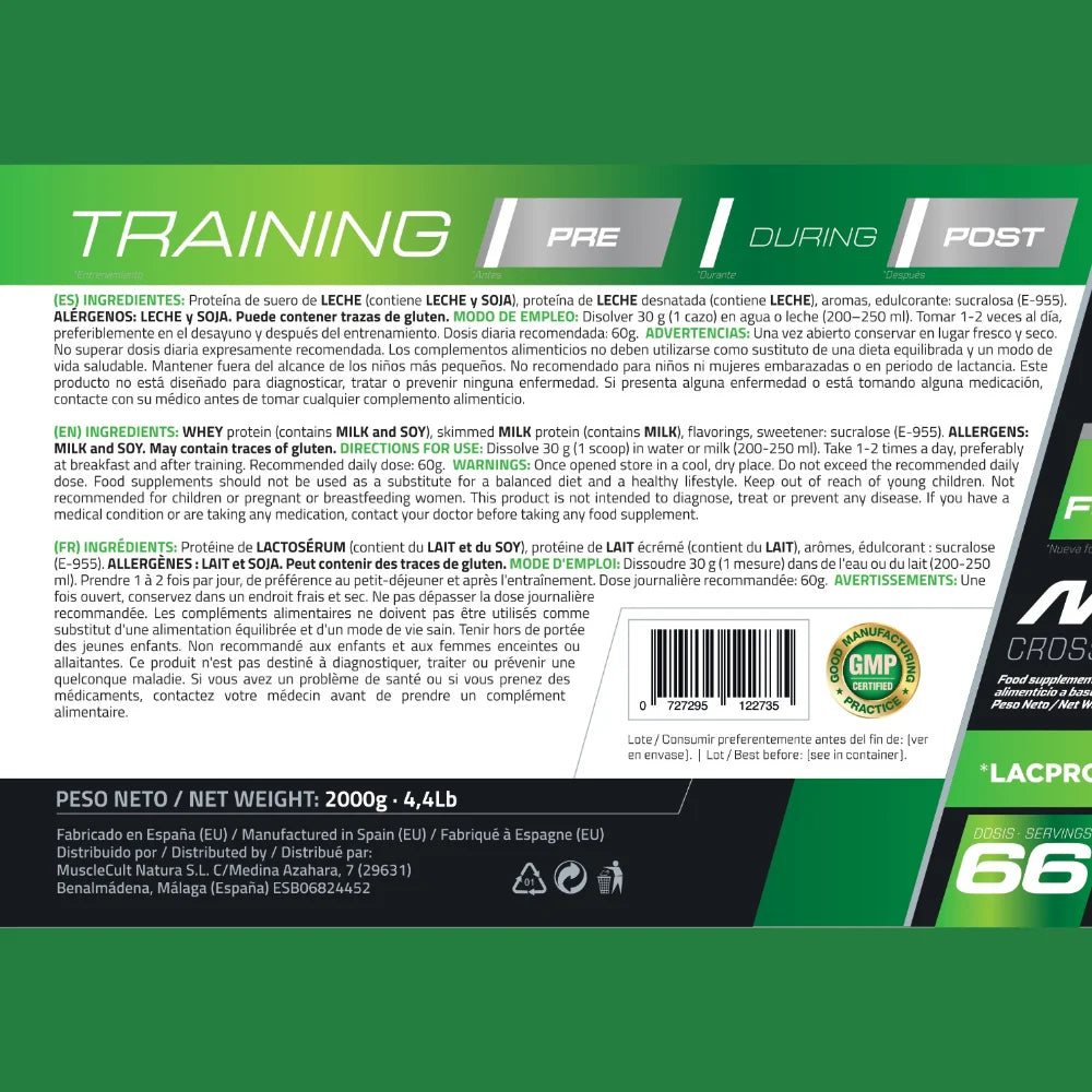 Pack whey 100% protein 2000g + creatine 300g musclefit / musclevip muscle augmentation