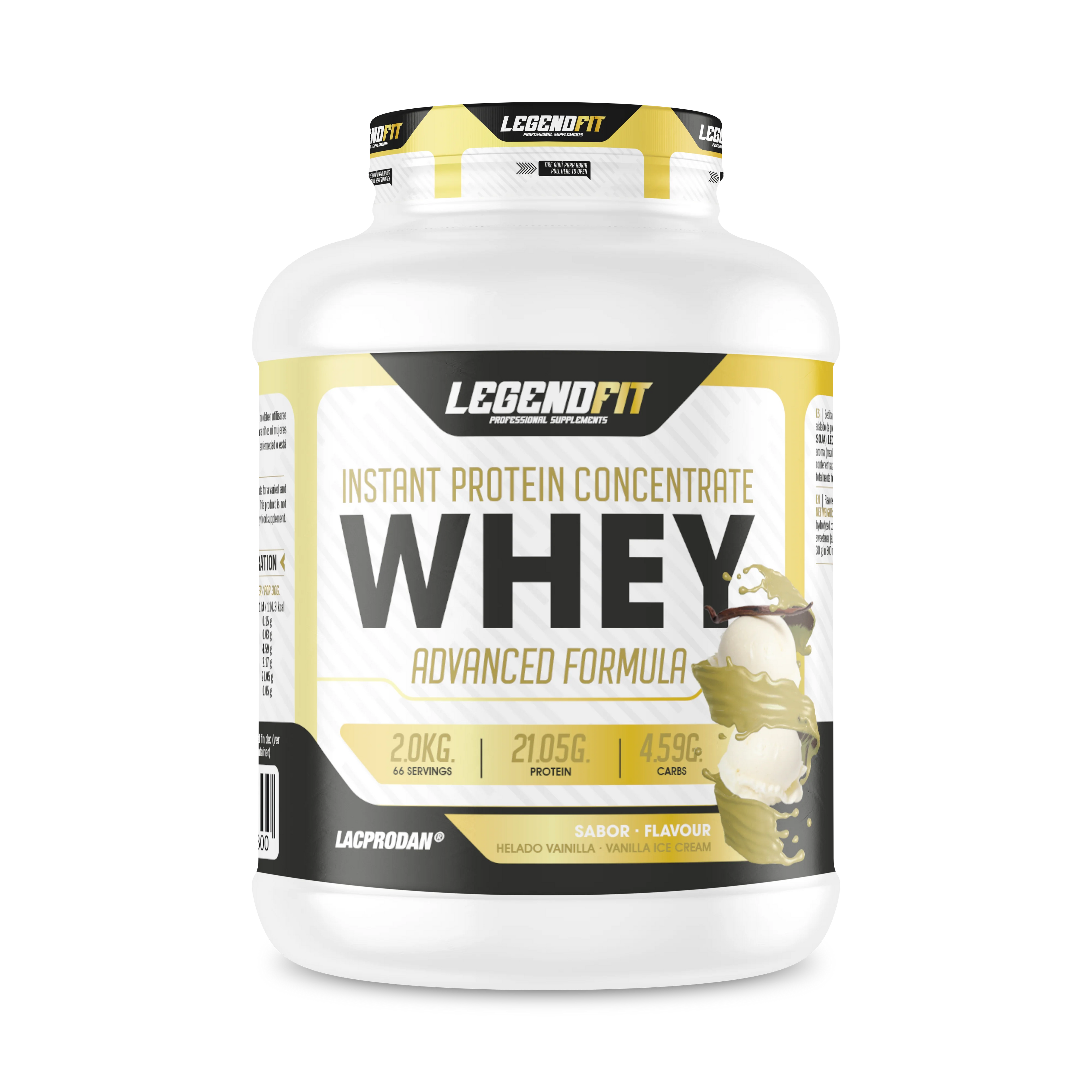 Whey protein legend fit 2kg / different flavors bombón, chocokit, white chocolate, strawberry and banana, vanilla ice cream / provip malaga