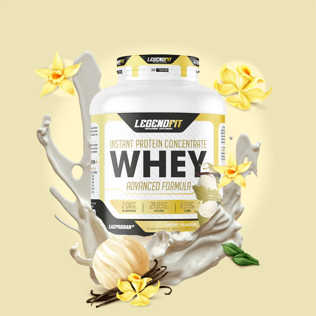 Whey protein legend fit 2kg / different flavors bombón, chocokit, white chocolate, strawberry and banana, vanilla ice cream / provip malaga