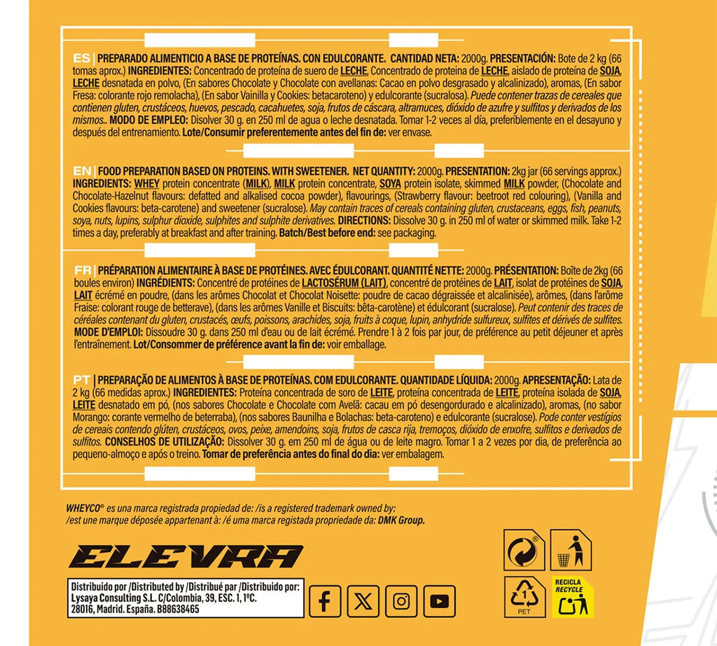 Elevra - 100% pro whey protein 2kg / this superior wheyco concentrated whey protein formula ®   It is made through optimized manufacturing processes, direct to the end customer. This is obtained the highest quality at the mo