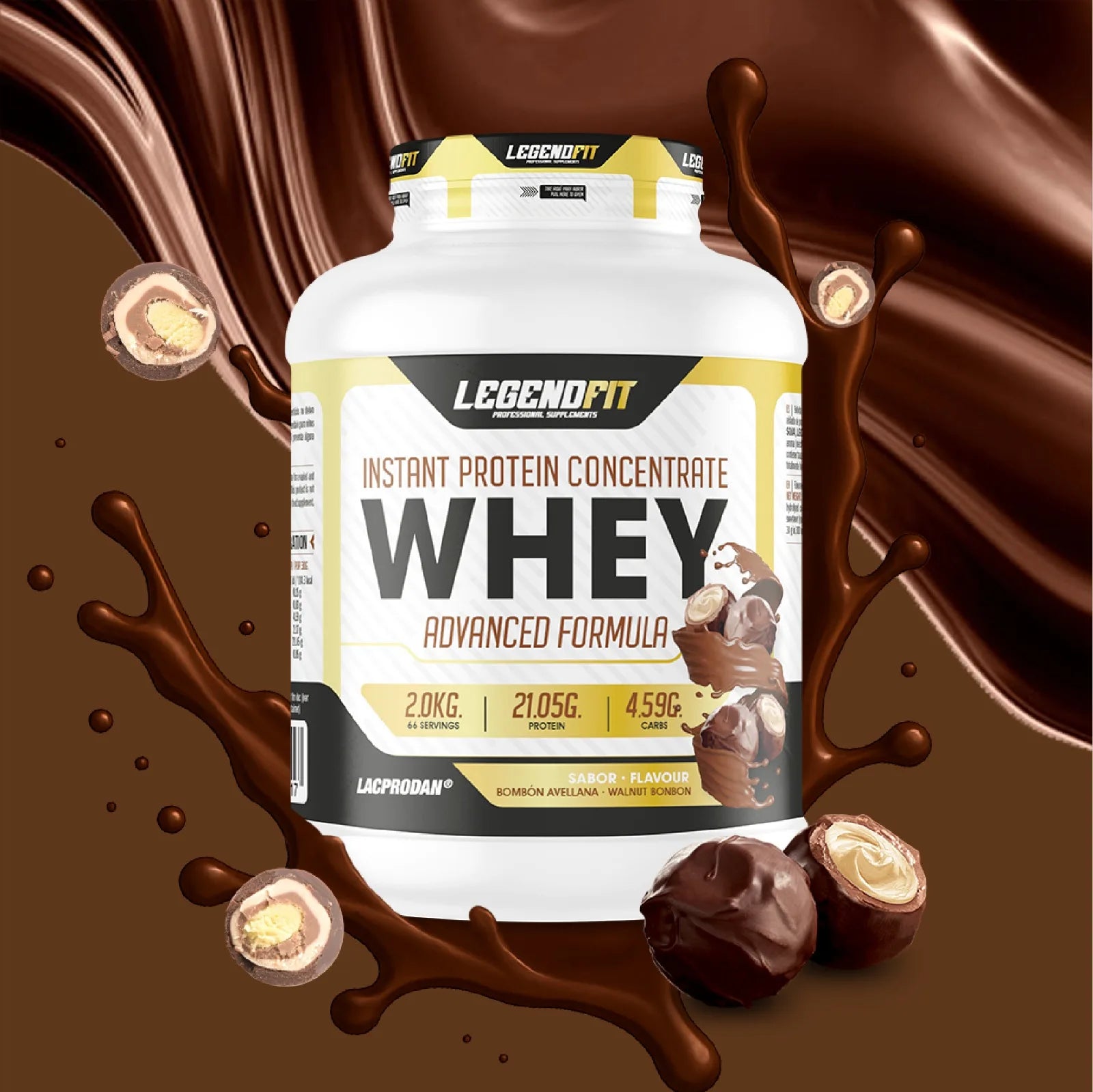 Whey protein legend fit 2kg / different flavors bombón, chocokit, white chocolate, strawberry and banana, vanilla ice cream / provip malaga