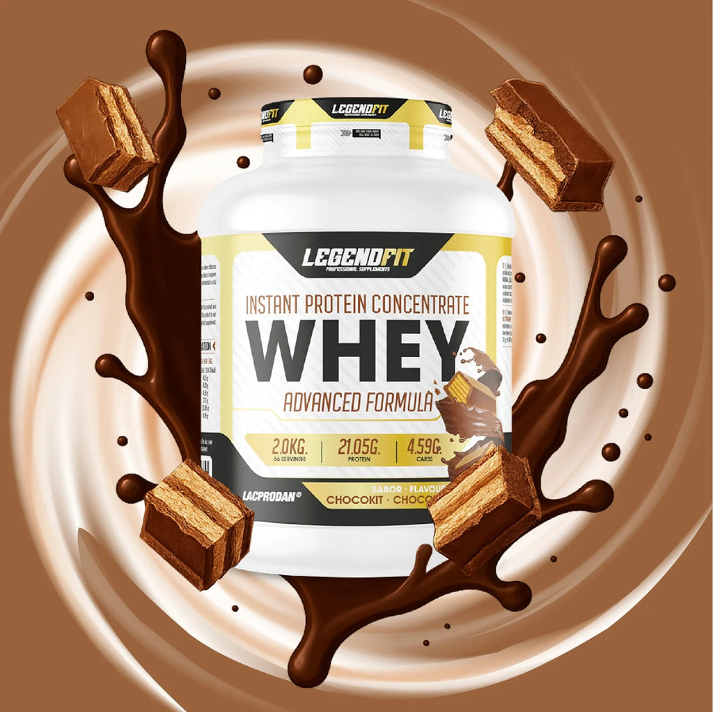 Whey protein legend fit 2kg / different flavors bombón, chocokit, white chocolate, strawberry and banana, vanilla ice cream / provip malaga