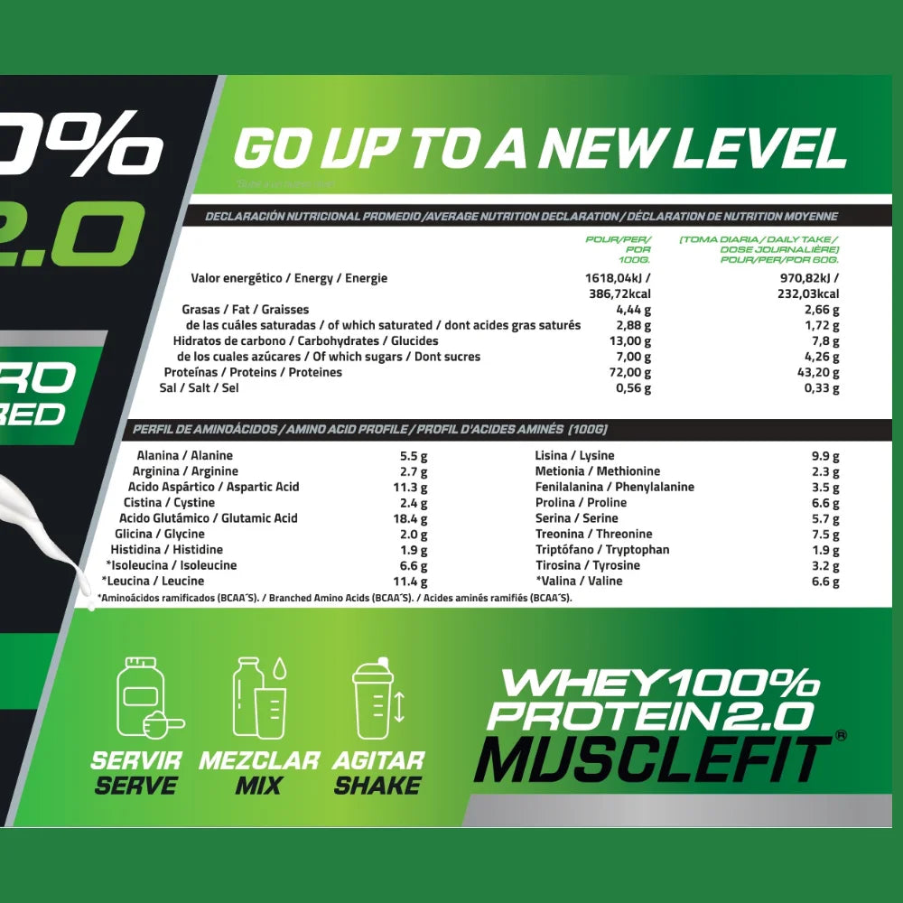 Pack whey 100% protein 2000g + creatine 300g musclefit / musclevip muscle augmentation