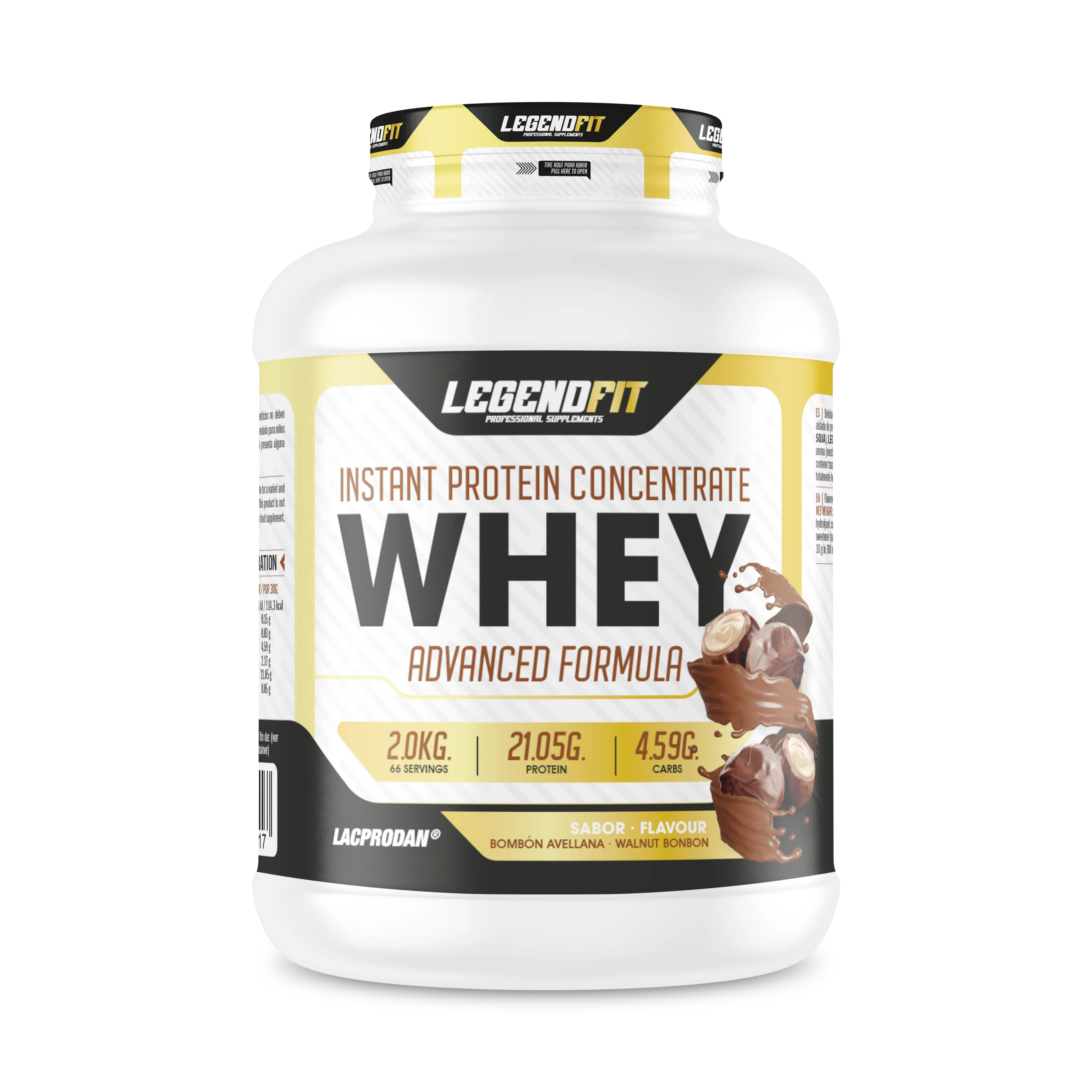 Whey protein legend fit 2kg / different flavors bombón, chocokit, white chocolate, strawberry and banana, vanilla ice cream / provip malaga