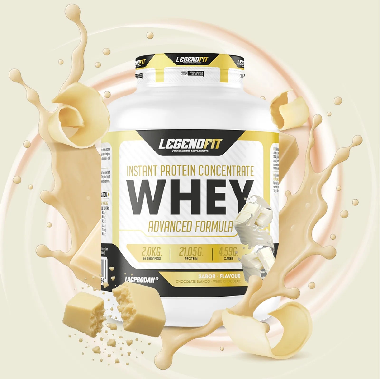 Whey protein legend fit 2kg / different flavors bombón, chocokit, white chocolate, strawberry and banana, vanilla ice cream / provip malaga