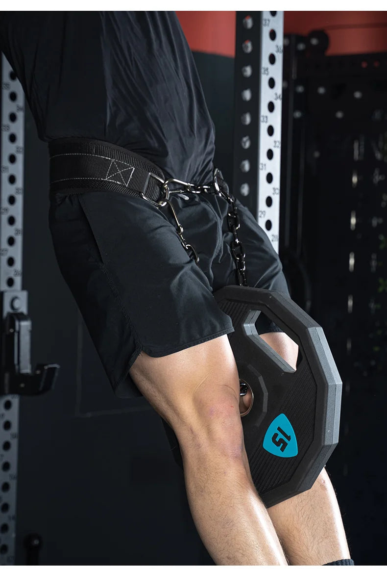 Weight Lifting Back Gym With Chain For Fitness Bodybuilding Pull Up Strength Training Load Waist Strap Thicken Belt Barbell