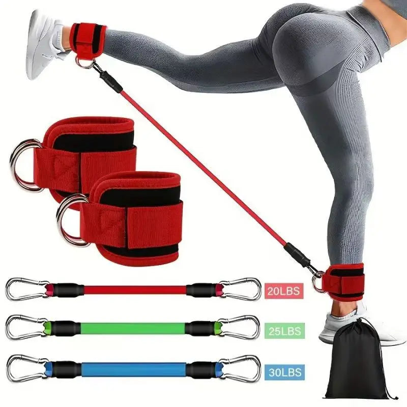 6-Piece Leg Resistance Band Set for Hip Strength Training, Running, Fitness, Ankle Resistance Bands, Yoga, Glute Training, Elastic Bands for Fitness Strength Training, Three-Tube Leg Training Resistance Bands, Leg Resistance