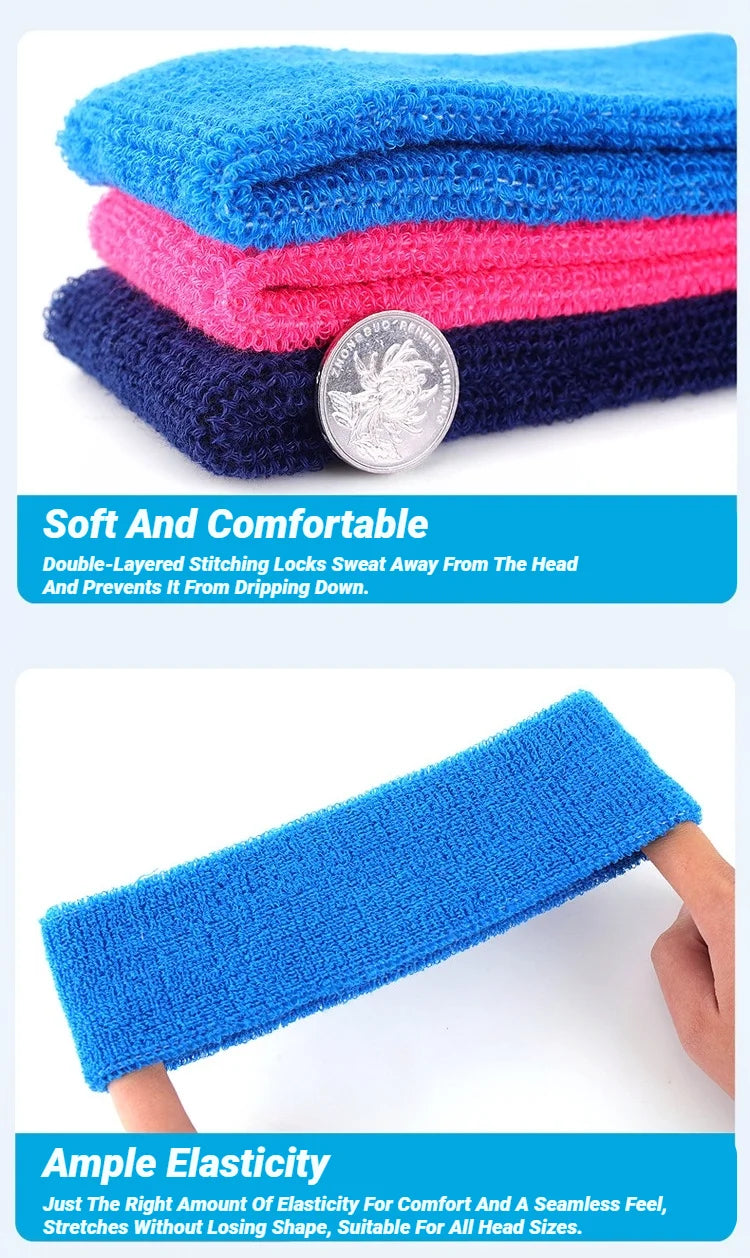 3Pcs Sweatproof Sports Headbands For Men Women Moisture-Wicking Sweatband Tennis Basketball Running Gym Workout Outdoor Yoga