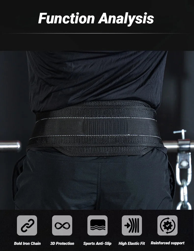 Weight Lifting Back Gym With Chain For Fitness Bodybuilding Pull Up Strength Training Load Waist Strap Thicken Belt Barbell