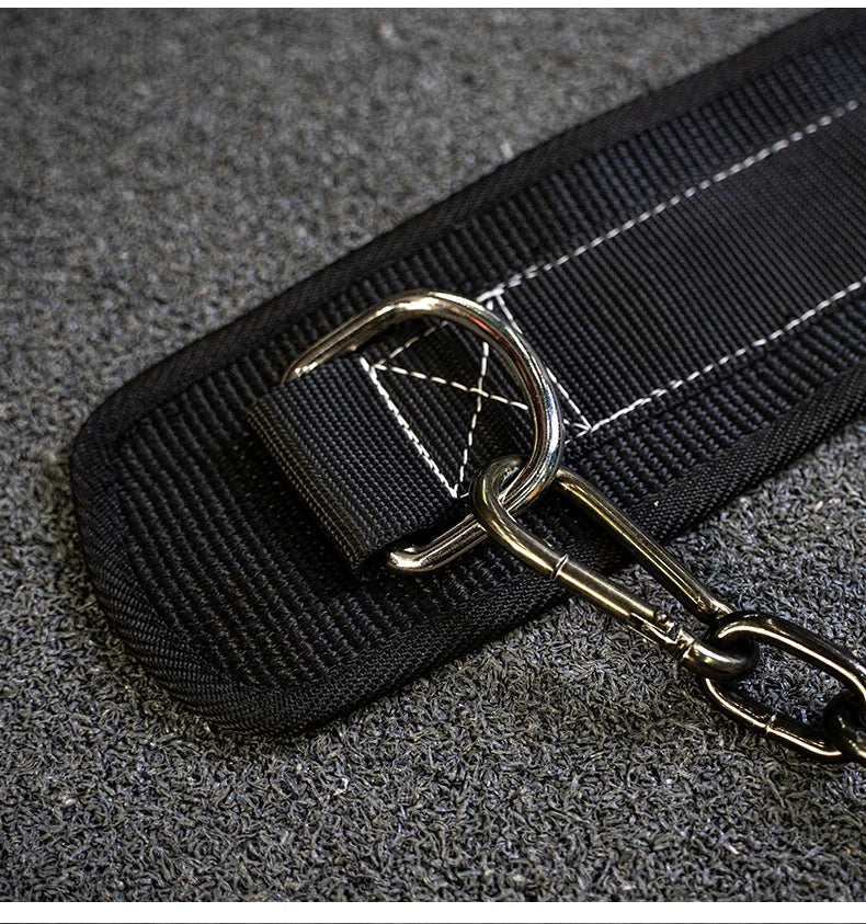 Weight Lifting Back Gym With Chain For Fitness Bodybuilding Pull Up Strength Training Load Waist Strap Thicken Belt Barbell